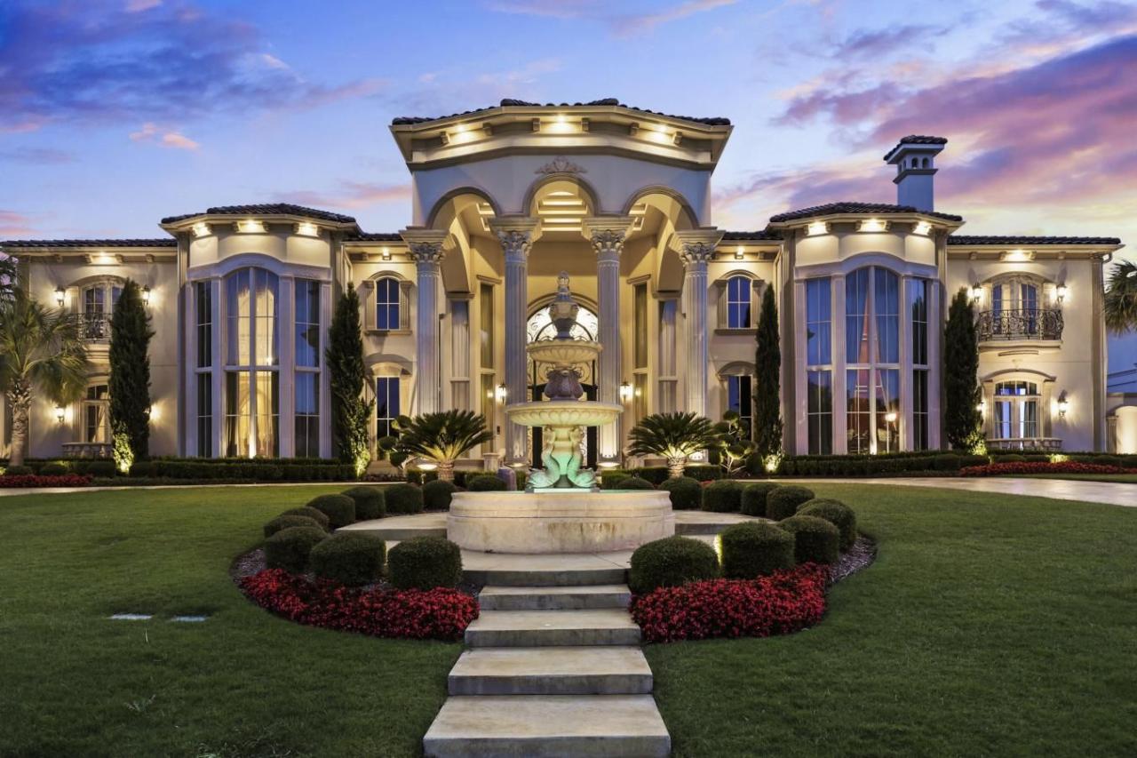 AI Generative Exterior of modern luxury house with garden and beautiful ... AI Generative Exterior of modern luxury house with garden and beautiful ...